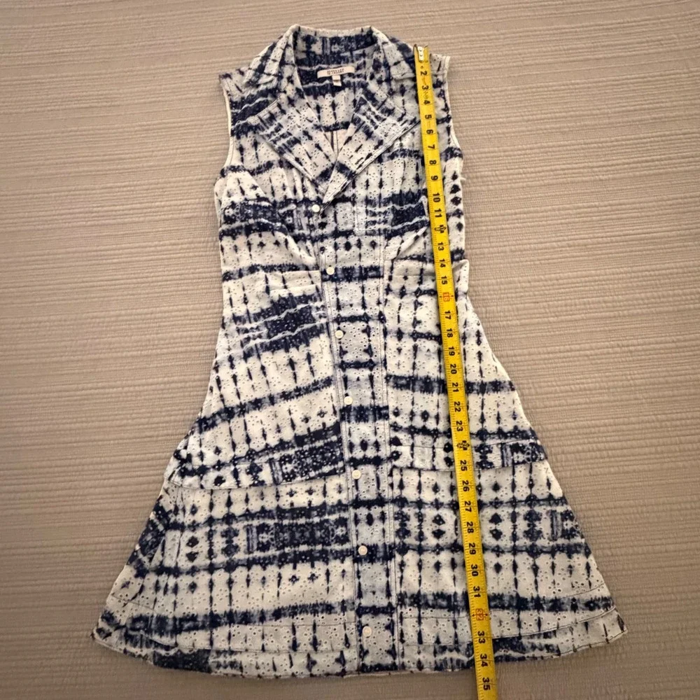 Derek Lam 10 Crosby Womens Tie Dye Eyelet Cotton Shirt Dress Blue White Size 2